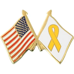 Best deal ⌛ Mitchell Proffitt American And Yellow Ribbon Crossed Flag Lapel Pin 🔥