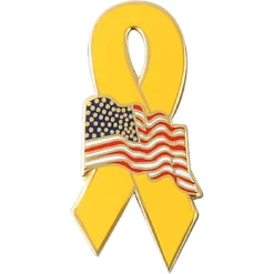 Coupon ✔️ Mitchell Proffitt Yellow Ribbon Lapel Pin With American Flag ✨